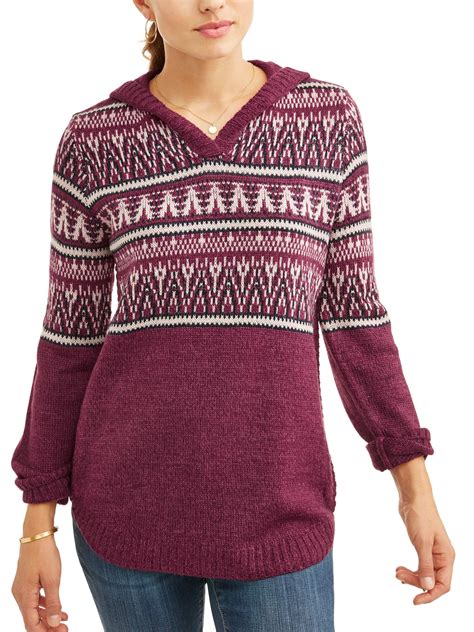 Womens Fair Isle Hooded Sweater