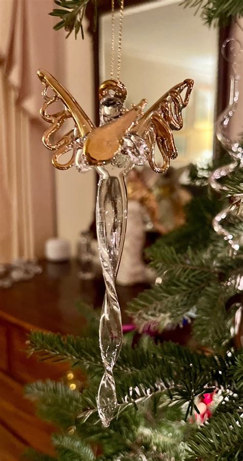 Vintage Hand Blown Glass Angel Ornament Etsy
