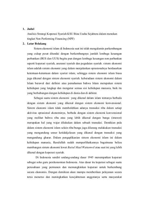 Jurnal Proposal Skripsi Ekonomi Syariah Jurnal Indonesia