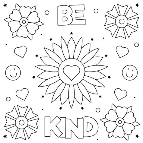 Premium Vector Be Kind Coloring Page Black And White