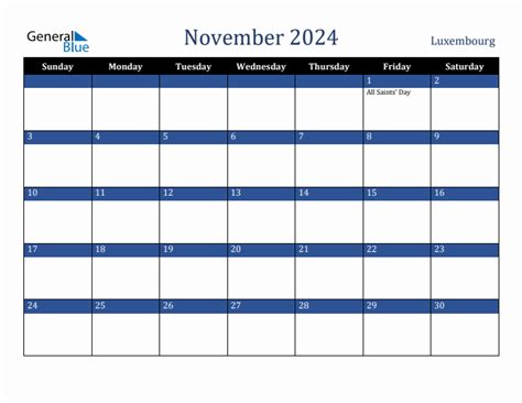 November 2024 Calendar With Luxembourg Holidays