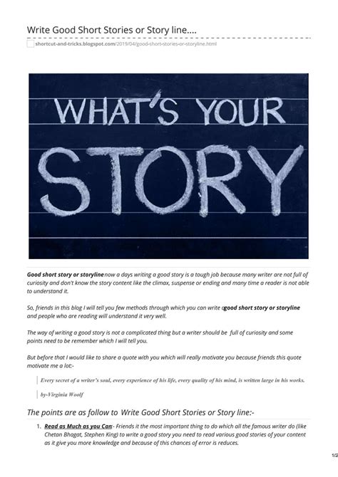 Write Good Short Story And Storyline By Shortcut And Tricks Issuu