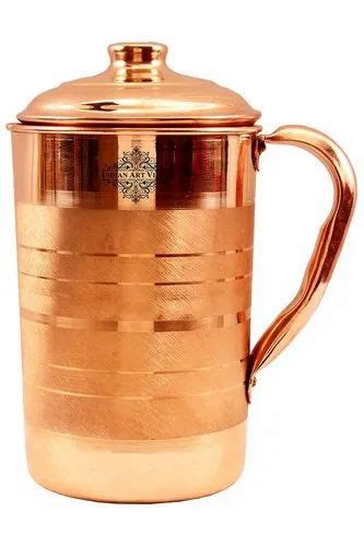 Indian Art Villa Pure Copper Jug Pitcher Handicrafted Luxury Design Storage And Serving Water