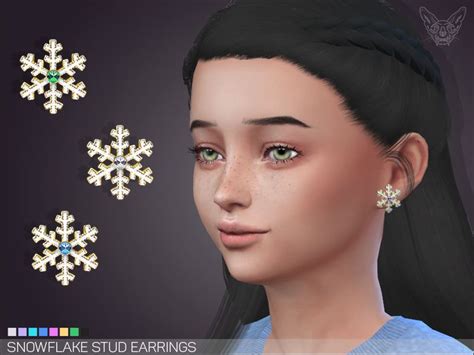 Snowflake Earrings For Kids Sims 4 Cc Kids Clothing