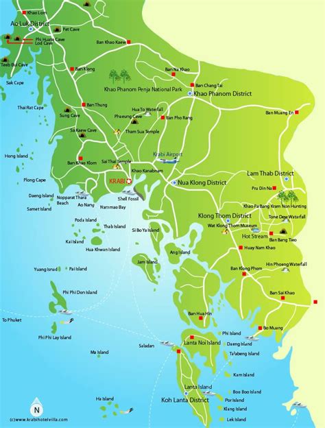 Thailand Map Krabi Phuket Gambaran