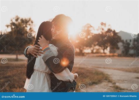 Attractive Young Women Lgbt Lesbian Romantic Couple Hugging In