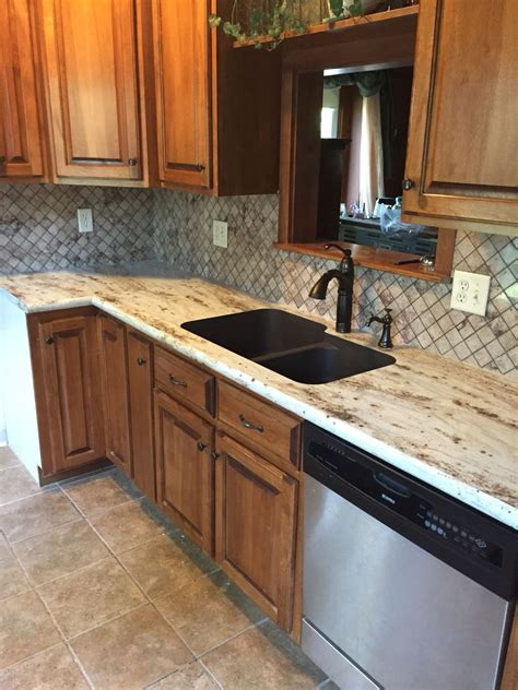River Gold Formica Countertops With Tyvarian Tile Backsplash Outdoor