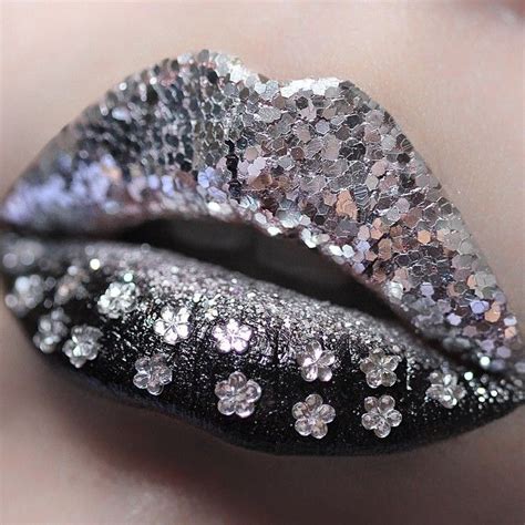 Black With Silver Glitter Lip Art By Theminaficent Instagram Glitter