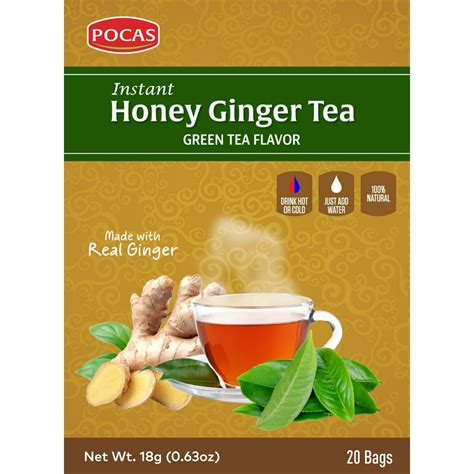 Pocas Honey Ginger Tea Green Tea 127 Ounce 20 Bags Pack Of 2