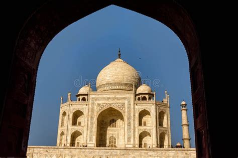 Taj Mahal Framed Wthin An Arch Blue Sky India Stock Photo Image Of