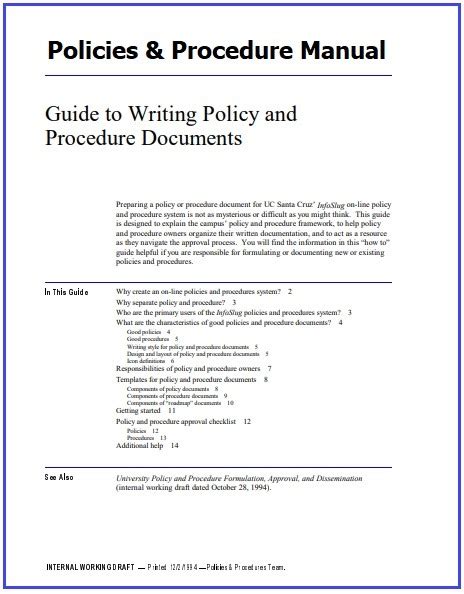 Policies And Procedures Manual Templates 8 Free Word Excel And Pdf