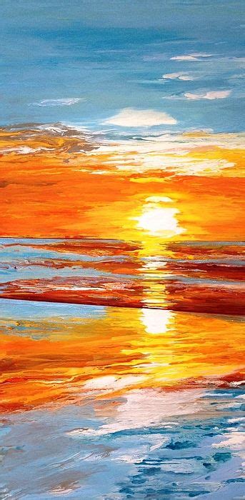 Sold Orange Sunset Over The Ocean Large Acrylic On