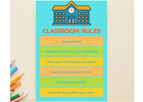 Classroom Rules Printable Classroom Chart Classroom Poster Instant