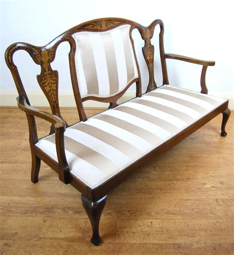 Edwardian Mahogany Settee With Profuse Marquetry Antiques Atlas