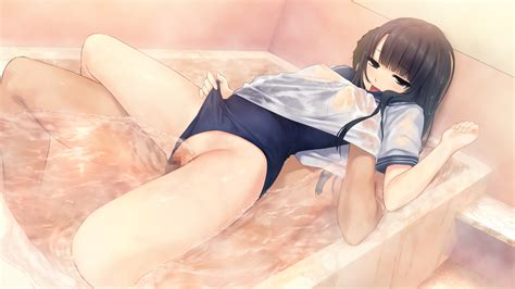 Rule 34 Amekoi Bath Bathtub Black Eyes Black Hair Blush Breast Grab