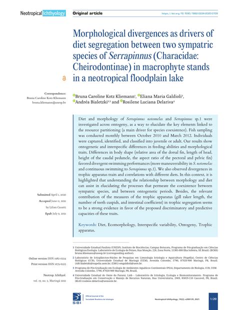 Pdf Morphological Divergences As Drivers Of Diet Segregation Between