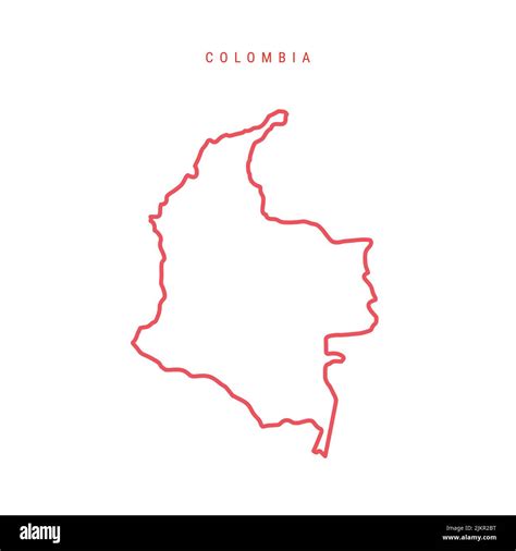 Colombia Editable Outline Map Colombian Red Border Country Name