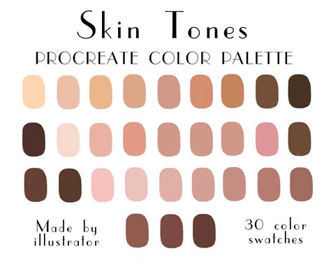 Skin Tones Procreate Palette Procreate Color Procreate Tools Etsy