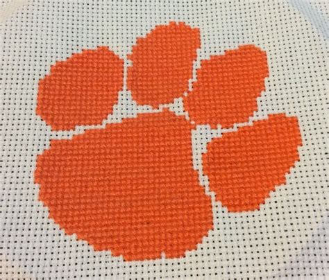 Clemson Tiger Paw Finished Cross Stitch By SCSassySouthernBelle On Etsy