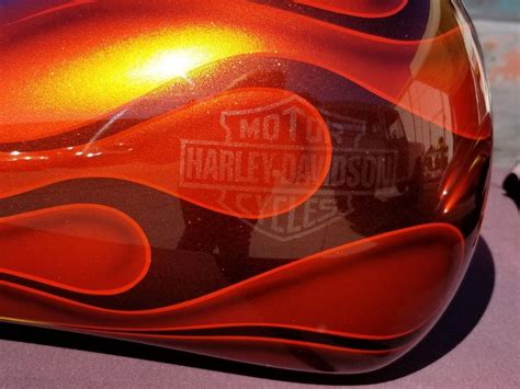 Candy Tangerine Custom Flame Job Gas Tank Paint Motorcycle Painting