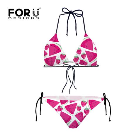 2018 Hot Sexy Triangle Pink Fruit Cute Bikini Set Swimsuit Bathing Suit For Women Maillots De