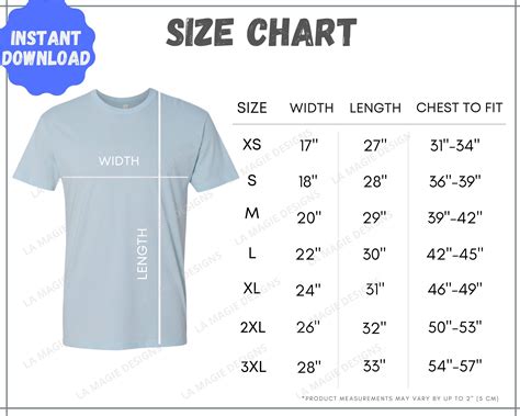 Mens Shirts Sizing Chart