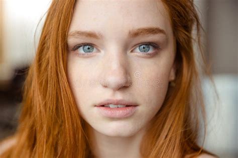 Portrait Of Tender Natural Beautiful Redhead Girl Stock Image Image 63051457