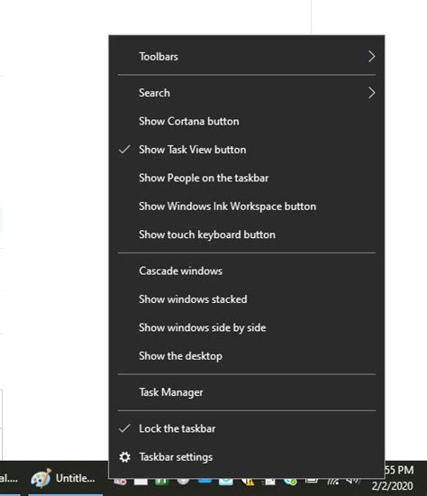 Windows 10 Where Do I Right Click To Get The Taskbar Menu When The