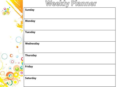 Printable Colorful Bubbles Weekly Calendar