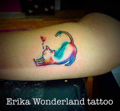 Cat Tattoo Water Color By Erika Wonderland Cat Tattoo Small
