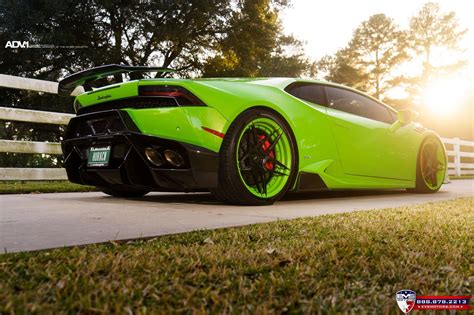 Neon Green Lamborghini Huracan Rolling On Colormatched Adv1 Wheels