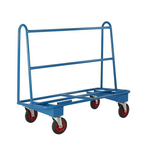 Pressed stainless steel, and the wheel is pvc swivel castor. Heavy Duty Board Trolley - Trucks & Trolleys