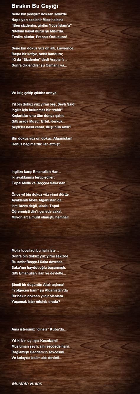 Bırakın Bu Geyiği Şiiri Mustafa Bulan