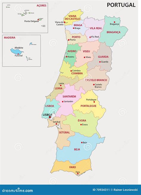Portugal Administrative Map Stock Illustration Illustration Of Blue