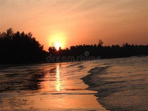 Sunset On The Sandy Beach Stock Image Image Of Travel 107444097