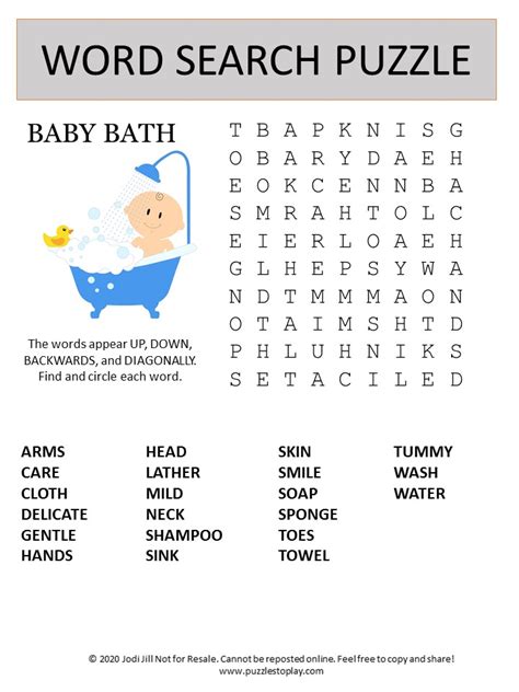 Bathroom Word Search Printable Word Search Printable Images
