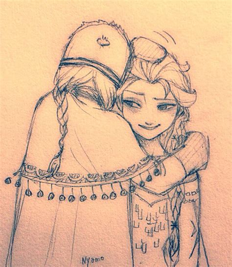 Safebooru 2girls Anna Frozen Comforting Elsa Frozen Frozen Disney Hand On Head Hug