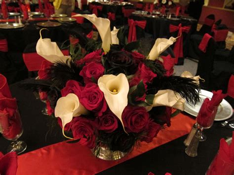 Red And Black Centerpiece Black Centerpieces Table Decorations