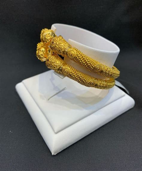 21k Real Solid Gold Bangle Indian Bangles Real Gold Indian Etsy