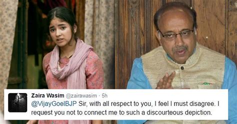 Zaira wasim of aamir khan movie dangal fame, who just came out of one controversy, has landed in. Zaira Wasim Hit Out At Sports Minister Vijay Goel For ...
