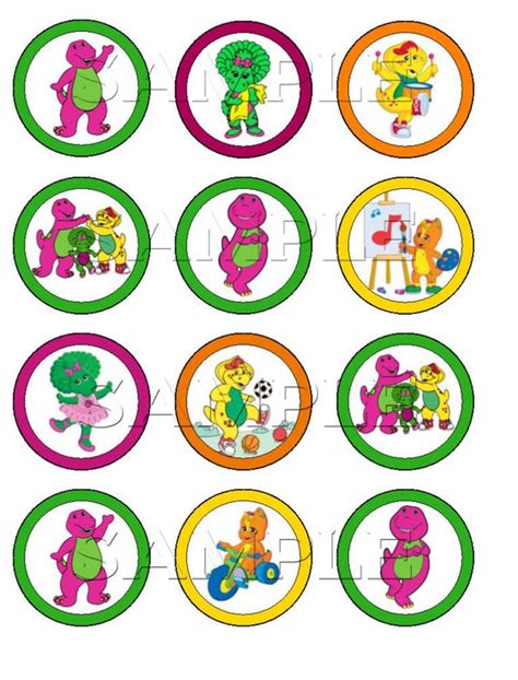 Items Similar To 2 Barney Edible Cupcake Toppers On Etsy