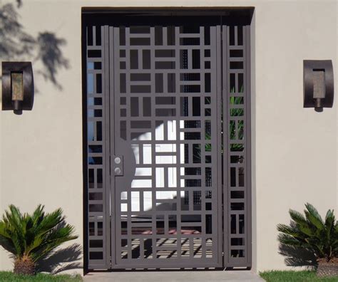 Hand Crafted Custom Contemporary Metal Entry Gate Panels Steel Iron
