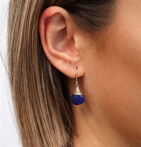 Lapis Lazuli Drop Earrings In Gold Or Silver Blue Teardrop Etsy