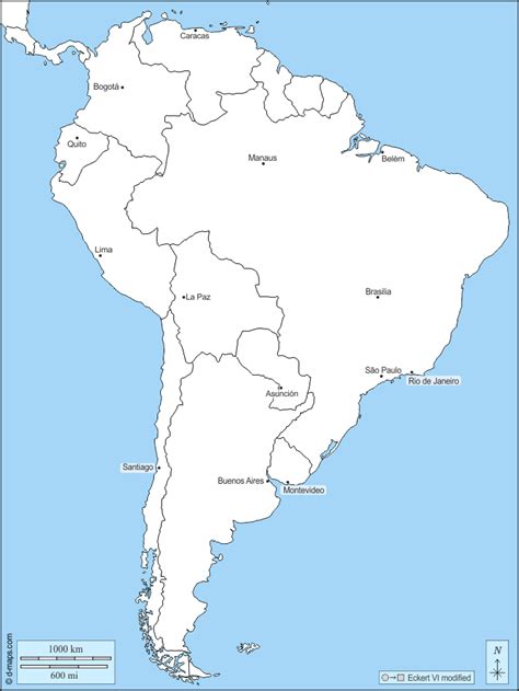 Blank South America Map