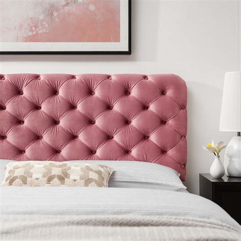 Lizzy Tufted Queen Performance Velvet Headboard Dusty Rose By Modway