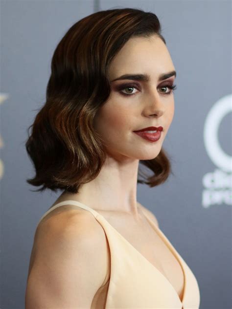 Lily Collins Long Bob Frisuren Wasserwelle Langer Bob