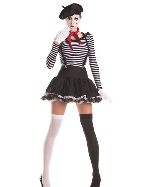 Mesmerizing Mime Sexy French Artist Clown Fancy Womens Halloween Costume S Xl Ebay