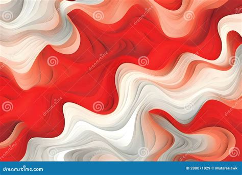 Abstract Background Wallpaper With Red And White Waves Lines Stock