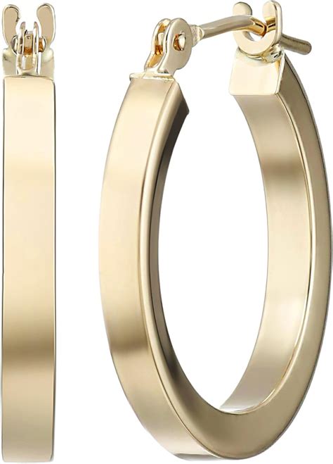 K Yellow Gold Square Tube Hoop Earrings Amazon Ca Jewelry