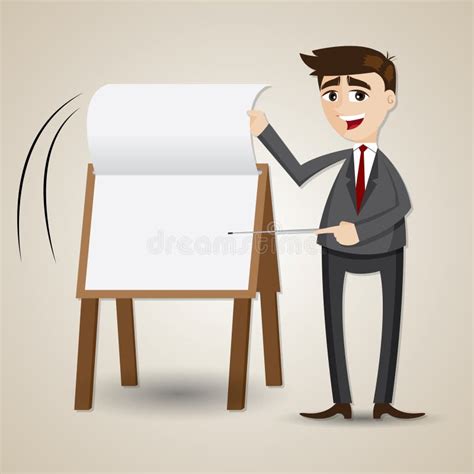 Cartoon Businessman Flip Paper On Presentation Board Stock Vector